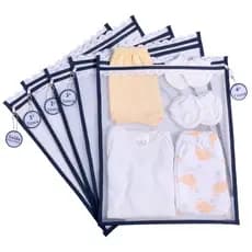 Kit c / 5 Saquinhos Maternidade (Azul Marinho) Tule com TAG ACRÍLICA e ZÍPER Organizadores 30x35 cm