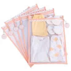 Kit c/ 5 Saquinhos Maternidade Organizadores para Bolsa Maternidade em TULE SUPER GROSSO + TAGS EM ACRÍLICO ( SALMÃO)