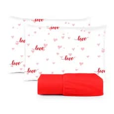 JOGO DE LENÇOL CASAL QUEEN PREMIUM C/ELÁSTICO LOVE 3 PEÇAS LANÇAMENTO + NOTA FISCAL