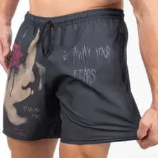 Short Masculino Bermuda Tactel Streetwear Gotico Preto Terror Minimalista Tendencia 2026 Copa