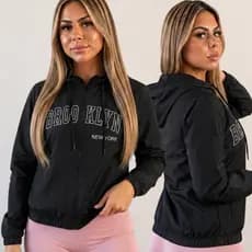 Jaqueta Blusa Corta Vento Feminina Brooklyn Ziper Frio 2026 Fitness Casaco Motoqueiro Corrida Academia Barato