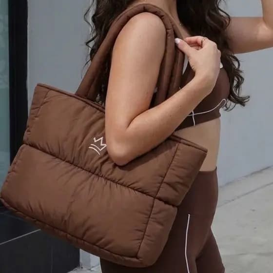 Bolsa Puffer Tote Feminina Grande Acolchoada Notebook Faculdade Academia Yoga Trabalho Envio 24 horas Praia Viagem