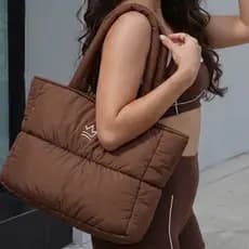 Bolsa Puffer Tote Feminina Grande Acolchoada Notebook Faculdade Academia Yoga Trabalho Envio 24 horas Praia Viagem