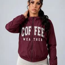 Jaqueta Corta Vento Feminina Coffee Weather Casaco Aberto Frio Moda Blogueira Casual Academia Treino Corrida Fitness