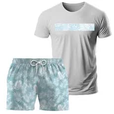 Kit Masculino Camiseta Short Camisa Conjunto Tactel Sair Presente Moda Praia Verão 2026 Fim de Ano Ferias Envio Rapido