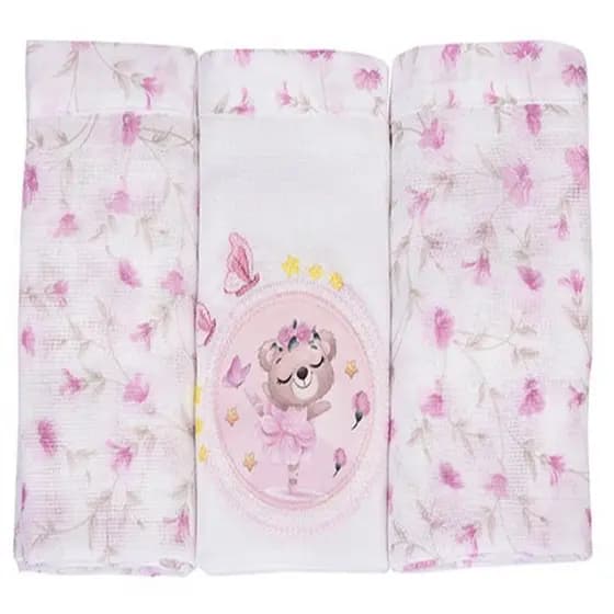 Fralda de pano 70 cm x 68 cm 3 unidades 100% algodão BORDADA BAINHA