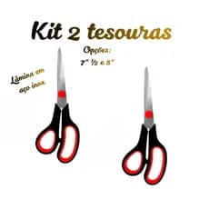 KIT 2 TESOURAS MULTIUSO LÂMINAS EM AÇO INOX 7" 1/2 e  8"