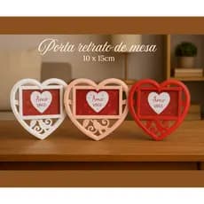 Porta retrato de mesa 10x15 cm coração moderno romântico presente