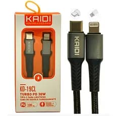 Cabo de Carregamento Tipo C Para Lightning Turbo PD 30W Kaidi KD CL