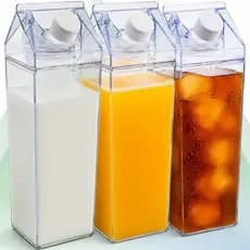 Kit 3 Garrafas Caixa Leite Suco Para Geladeira Acrílico BPA Hermética Garrafinhas Leite Suco Água