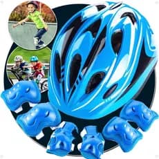 Kit Proteção Infantil Capacete Reforçado Joelheira Cotoveleira Luvas Bicicleta Patinete Skate Patins