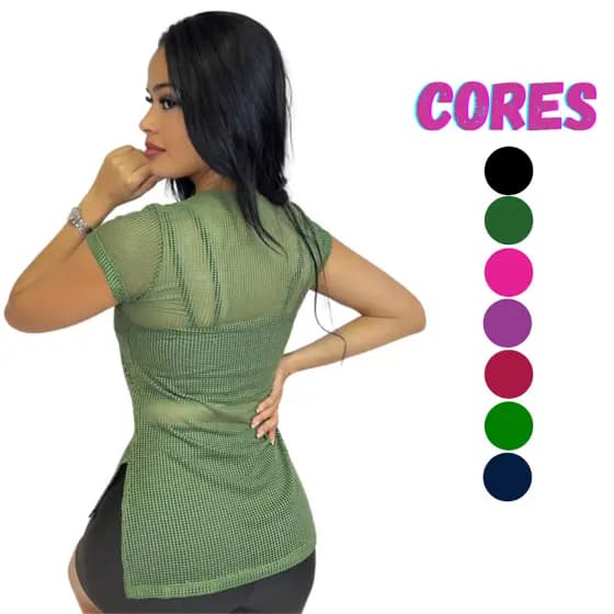 Blusa Arrastão  Fitnnes Academia Telinha Com Manga Comprida Tule Camiseta Feminina Tampa Bumbum