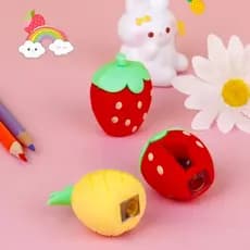 Apontador De Lápis Em Formato De Frutas Morango E Abacaxi