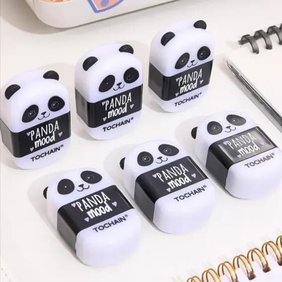 Apontador com Depósito e Borracha Panda Tochain