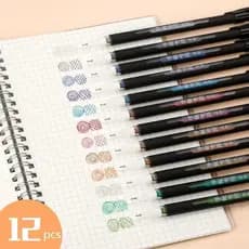 12 Canetas De Gel Metalizada Ponta Fina Papelaria Criativa