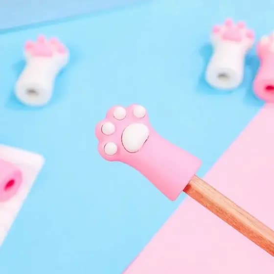 Borracha Escolar Patinha De Gato Ponteira De Lápis Papelaria Criativa Kawaii