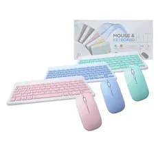 Teclado e Mouse COLOR Sem Fio Ultra Fino Portátil Bluetooth GoldenUltra JP-MKL