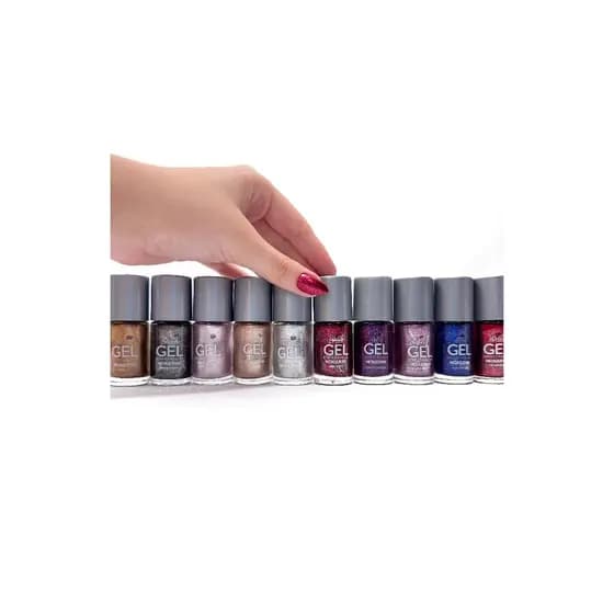 Kit Completo 10 Esmaltes Metalizados Efeito Gel 9ml