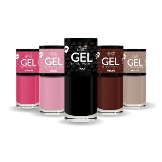 Bella Brazil Kit 05 Esmaltes Efeito Gel Seca Sem Cabine
