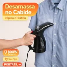 Passadeira a Vapor Portátil 800W 127V Preta Desamassa Roupas no Cabide