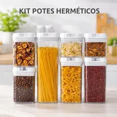 Kit 7 Potes Herméticos Acrílico Multiuso | Organização de Cozinha, Alimentos e Casa