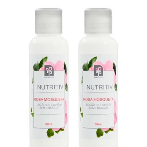 LOÇÃO DE LIMPEZA FACIAL ROSA MOSQUETA NUTRITIV 60ml NATUFLORES Kit 2und