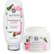 KIT FACIAL PELE RENOVADA ROSA MOSQUETA NUTRITIV (GEL DE LIMPEZA, CREME PREVENTIVO) NATUFLORES