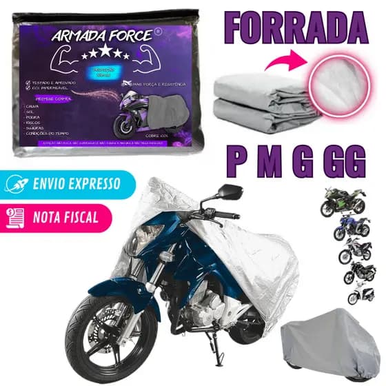Capa Pra Moto Forrada 100% Impermeável Armada Force Protege Sol Chuva Poeira Com e Sem Forro