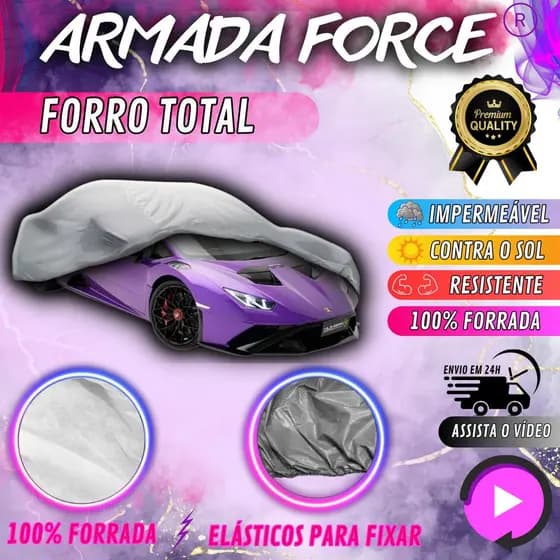 Capa Cobrir Carro 100% Forrada Forro Total Armada Force 100% Impermeável Protege Sol Chuva Poeira