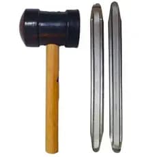 Kit Borracheiro com 2 Espátulas Chatas para Pneus 45cm e Martelo de Borracha
