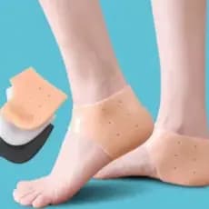 Par Meia Palmilha Silicone Gel Ortopedica Calcanhar Esporao Rachaduras, alivia dores Cor Da Pele - Envio Imediato