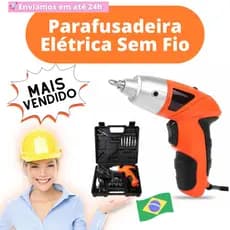Mini Parafusadeira Eletrica Sem Fio Bivolt 45pçs + Maleta Recarregavel USB Presente dia dos Pais