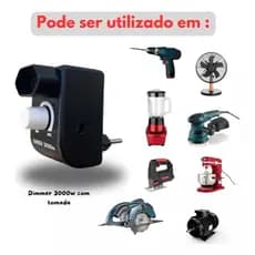 Dimmer 3000w Controlador Eletronico Bivolt On/Off Universal Com Tomada