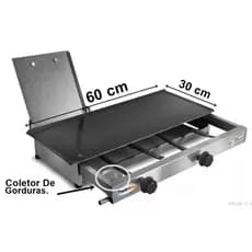 Chapa Chapeira De Lanche Hamburgueria Hot Dog 60x30 a Gás Inox C/ Prensador