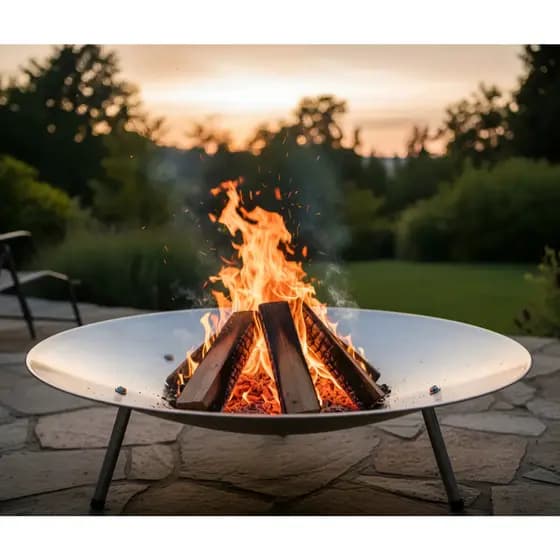 Lareira Fire Pit Externa Jardim Portátil Com Pés Removivel Aço Reforçado