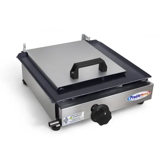 Chapa Chapeira De Lanches Porções  Hot Dog 30x30 A Gás  Aço Inox Com Prensa +brinde