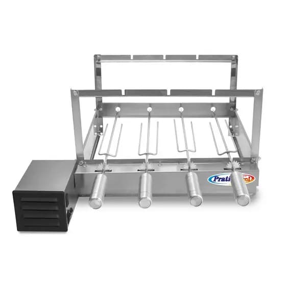 Churrasqueira Gira Grill Elétrica Inox 4 Espetos Rotativa + Brinde  Surpresa