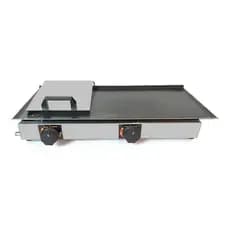 Chapa Chapeira De Lanches Porções Frituras Hot Dog Inox 60x30 Com Prensa E Abafador OFERTA + BRINDE