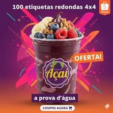100 ADESIVOS ETIQUETAS VINIL AÇAI AUTO COLANTE PROVA D ÁGUA