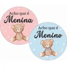 ADESIVO CHÁ REVELAÇÃO URSINHO ACHO É MENINO /MENINA