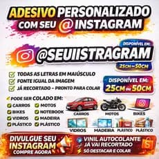 Adesivo personalizado impressão com seu @SeuInstagram para Carro Moto Notebook Capacete Bike
