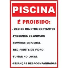 PLACA PVC SINALIZAÇÃO REGRAS PISCINA PROIBIDO:
