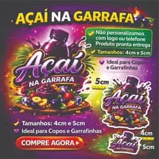 💜 ETIQUETA AÇAÍ NA GARRAFA – Adesivo Prova d água , modelo ja pronto para usar!! 🍇🔥Nao personalizado