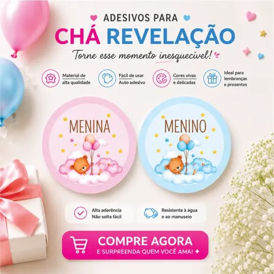 🎉 Adesivos Chá Revelação Menina ou Menino? | Decoração Criativa para Roupas | 5x5cm - Urso Balão