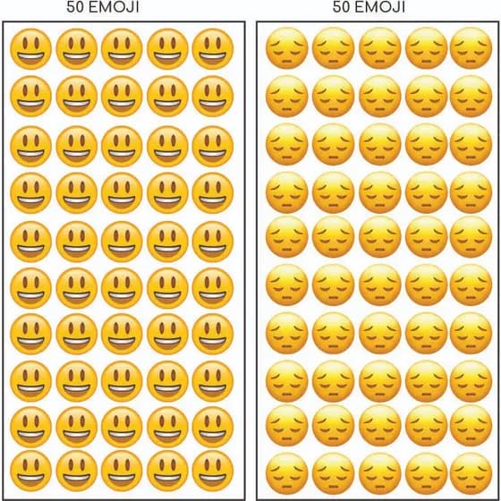 CARTELAS DE ADESIVOS  EMOJI FELIZ/TRISTE PARA DESTACAR E COLAR