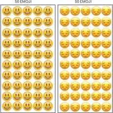 CARTELAS DE ADESIVOS  EMOJI FELIZ/TRISTE PARA DESTACAR E COLAR