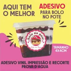 KIT 100 ADESIVO VINIL BOLO NO POTE 4X4CM IMPRESSÃO E RECORTE
