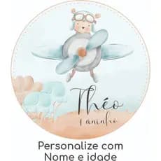 ADESIVO URSINHO AVIADOR PERSONALIZE COM O NOME  5X5cm