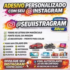 Kit Adesivo @SEUINSTAGRAM personalizado para Carro Moto Notebook Capacete Bike