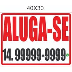 PLACA ALUGA-SE PERSONALIZE COM SEU NUMERO